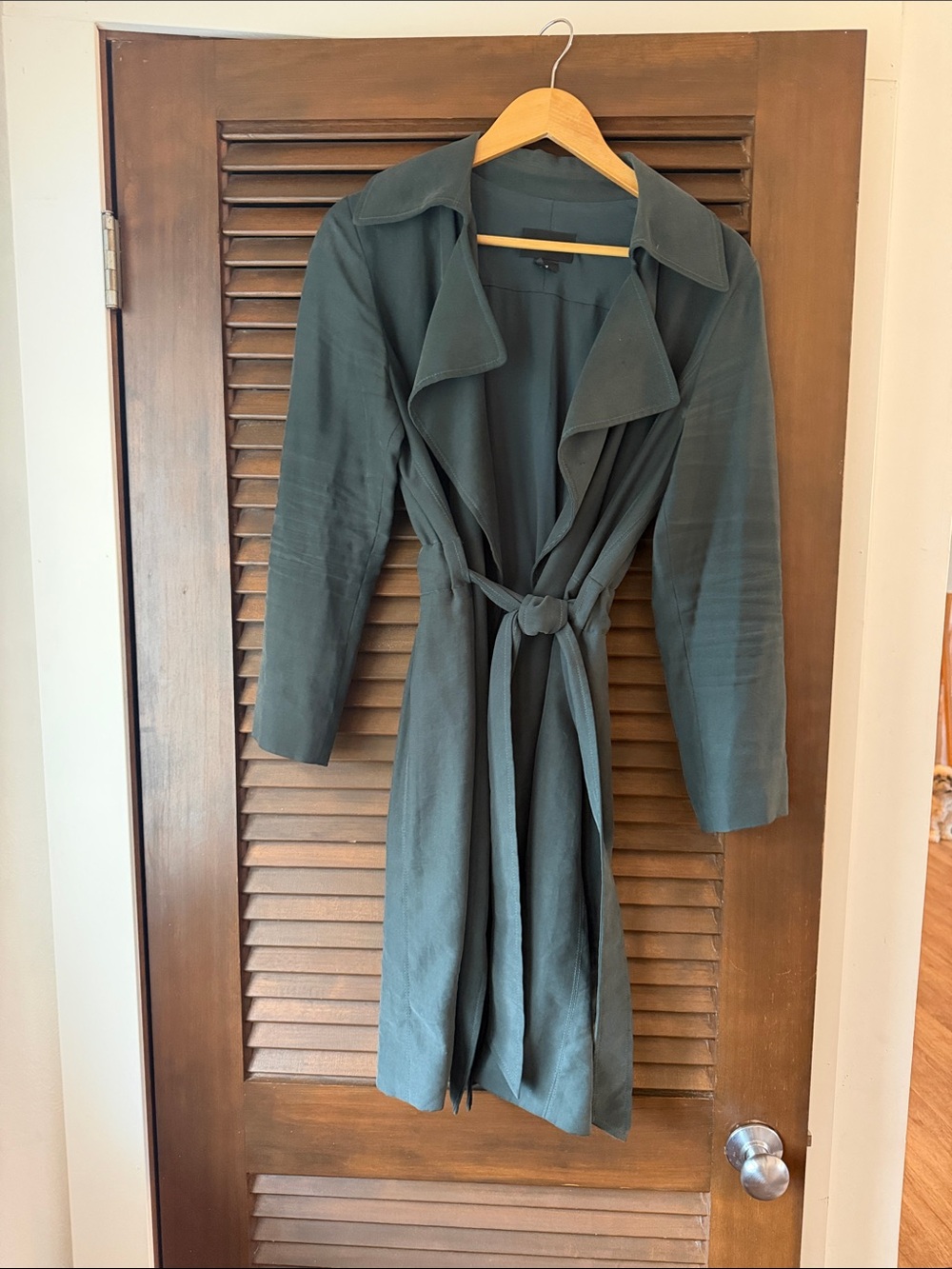Club Monaco Dark Teal Belted Trench Coat - Women’s Lightweight Jacket